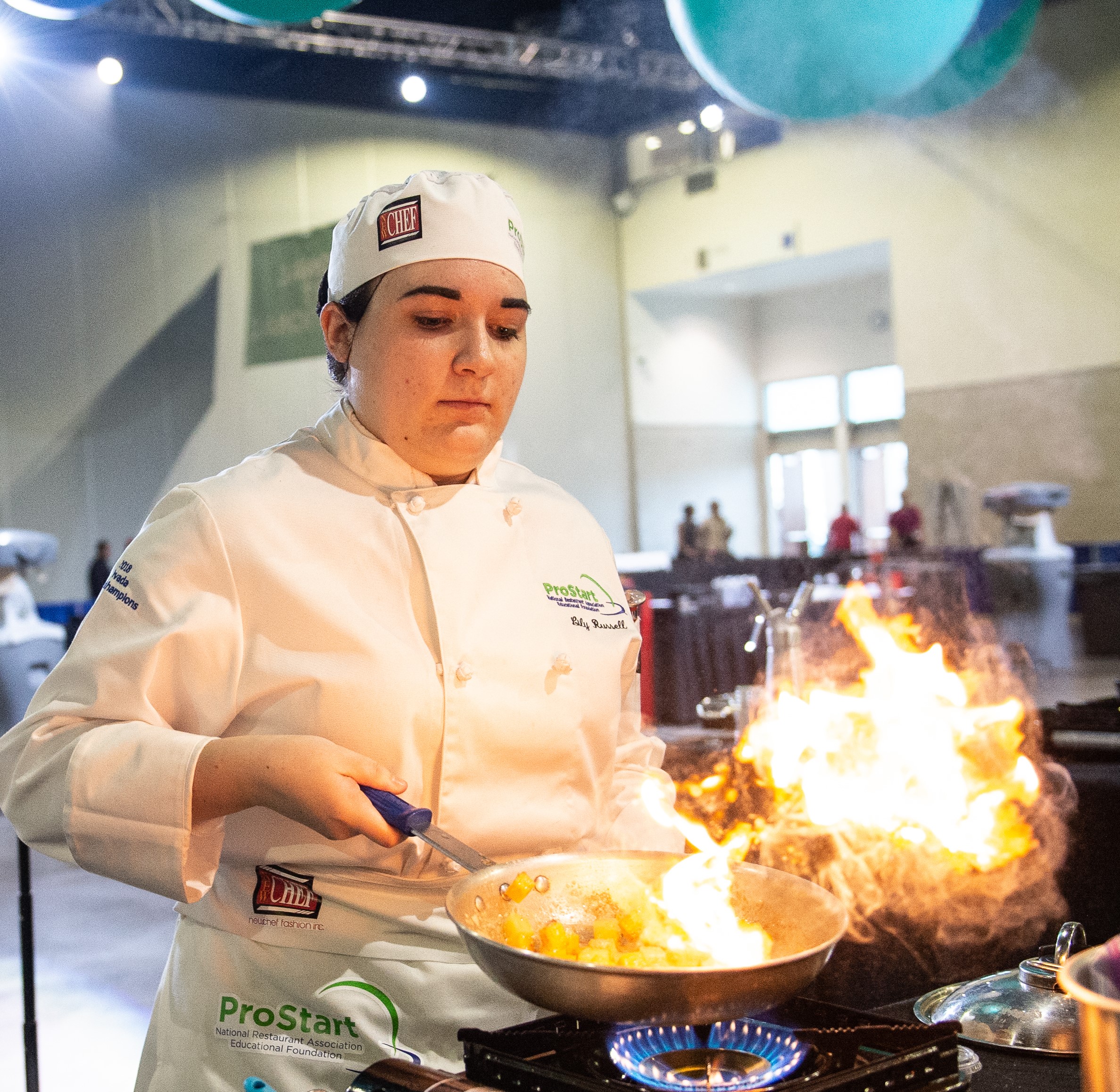 ProStart students prepare their three course meals in the culinary competition during the 2018 National ProStart Invitational in Providence, Rhode Island. Over 400 students compete for top scholarships.