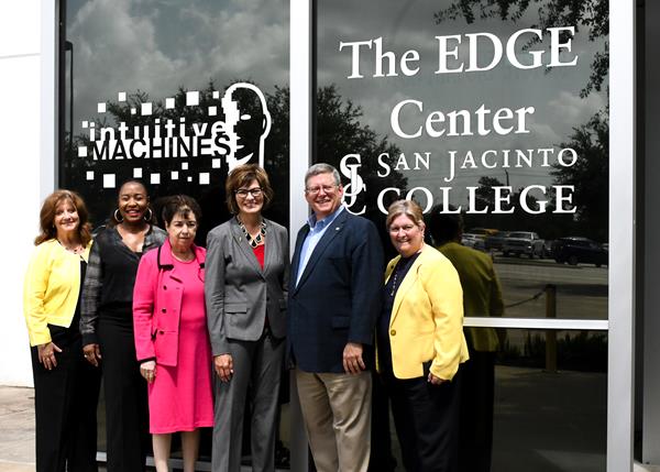 From left to right: Dr. Allatia Harris, Vice Chancellor, Strategic Initiatives; Mrs. Erica Davis Rouse, Assistant Secretary, Board of Trustees; Mrs. Marie Flickinger, Chair, Board of Trustees; Dr. Brenda Hellyer, Chancellor; Mr. John Moon, Jr., Vice Chair, Board of Trustees; Dr. Sallie Kay Janes, Vice Chancellor, Continuing and Professional Development.