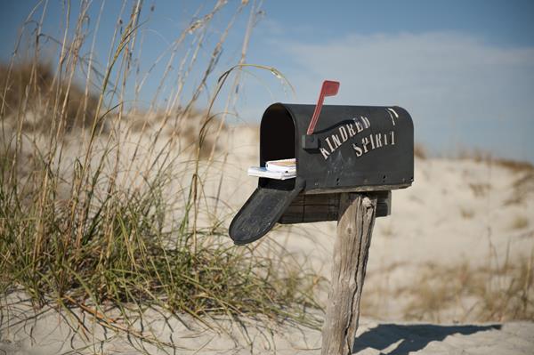 Tucked away in the sand dunes on Bird Island in Sunset Beach, the Kindred Spirit Mailbox contains small notebooks for writing and reading whatever one’s heart desires. Photo Credit: North Carolina's Brunswick Islands 