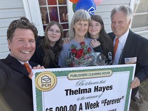 PCH Prize Patrol surprises Thelma Hayes with $5,000 A Week "Forever"