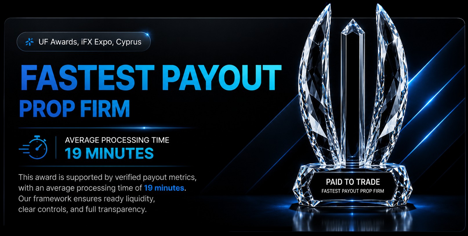 Paid To Trade Wins “Fastest Payout Prop Firm” at UF AWARDS Global 2026