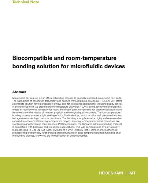 A new technical paper detailing the results of a unique bonding process in microfluidic devices is now available from HEIDENHAIN and IMT of the HEIDENHAIN Life Sciences brand partnership.