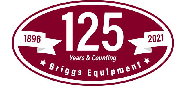Logo celebrating the 125th anniversary of Briggs Equipment. 