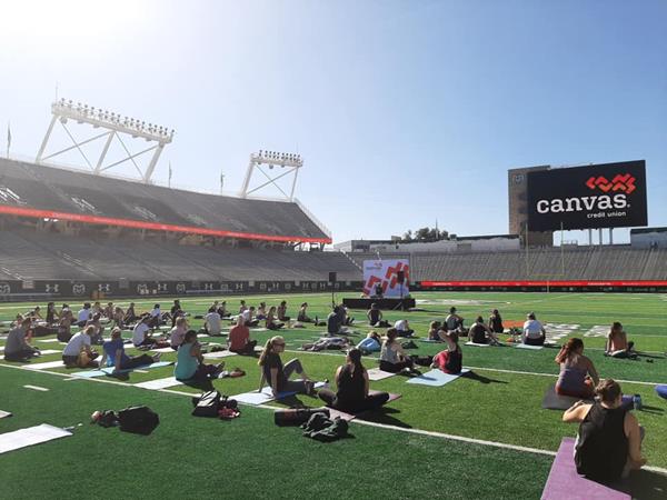 September 2019: Canvas hosted a yoga event at CSU stadium in Fort Collins to promote wellness in the community.