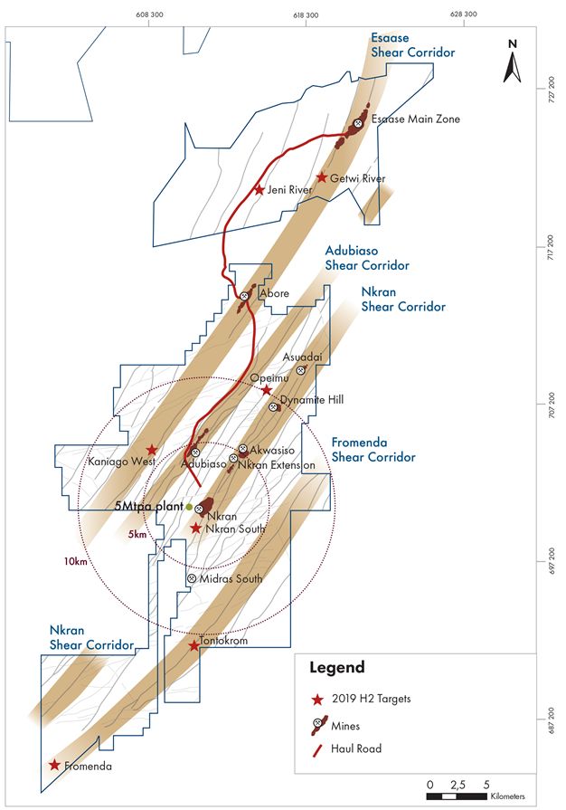 Figure 1 – Exploration Targets at the Asanko Gold Mine