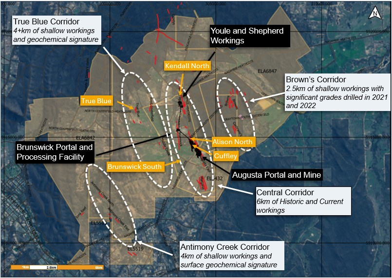 Map of Costerfield showing areas of exploration during Q4 FY26.