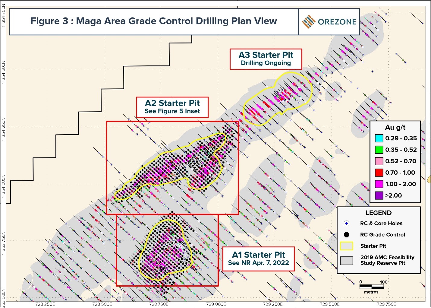 Maga Area Grade Control Drilling Plan View