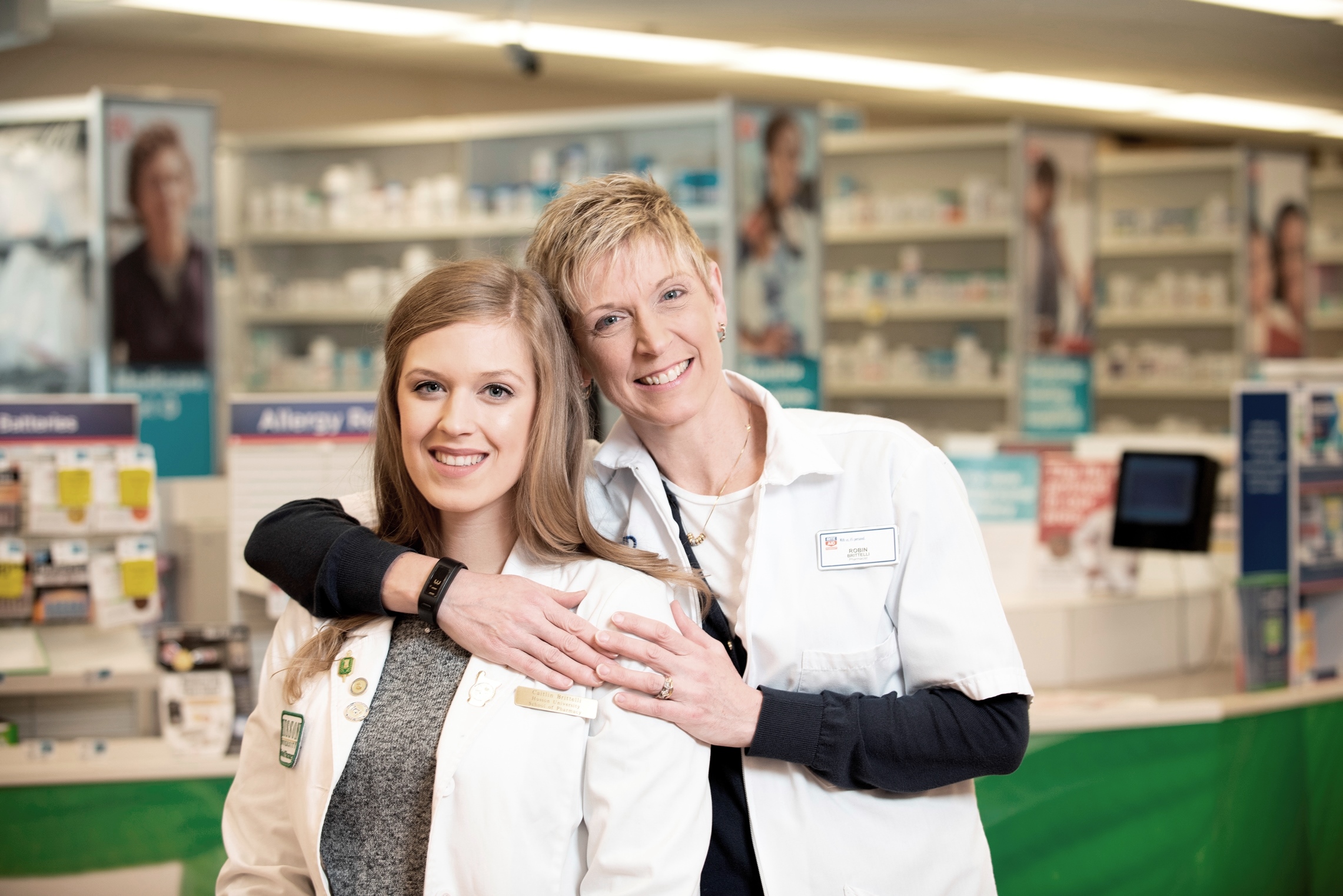 Husson University School of Pharmacy graduate Caitlin Brittelli (left) and her mom Robin (right) are part of a family with three generations of Pharmacists.Caitlin graduated exactly 50 years after her grandfather graduated from pharmacy school.