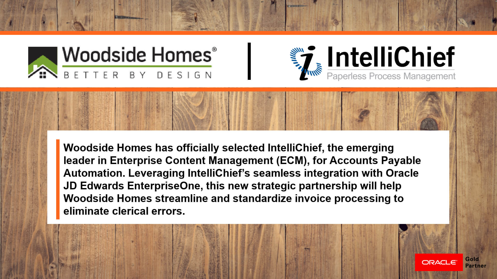 Woodside Homes Selects IntelliChief for Accounts Payable Automation