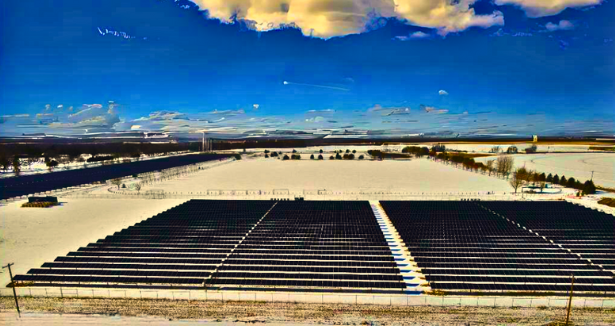 Array back online after extreme weather, damaged solar panels removed from site for recycling