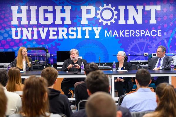 Wozniak held an interactive Q&A session for students in High Point University’s Webb School of Engineering. 