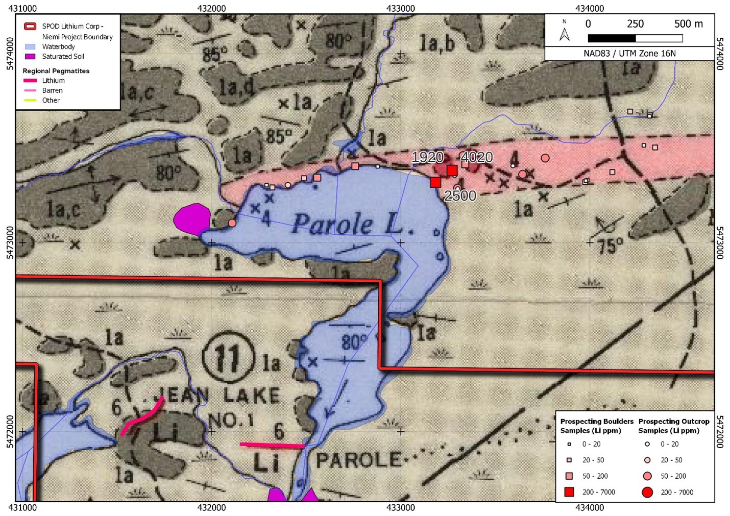 Figure 3 shows North Nipigon Block A boulders on the north shore of Parole Lake.