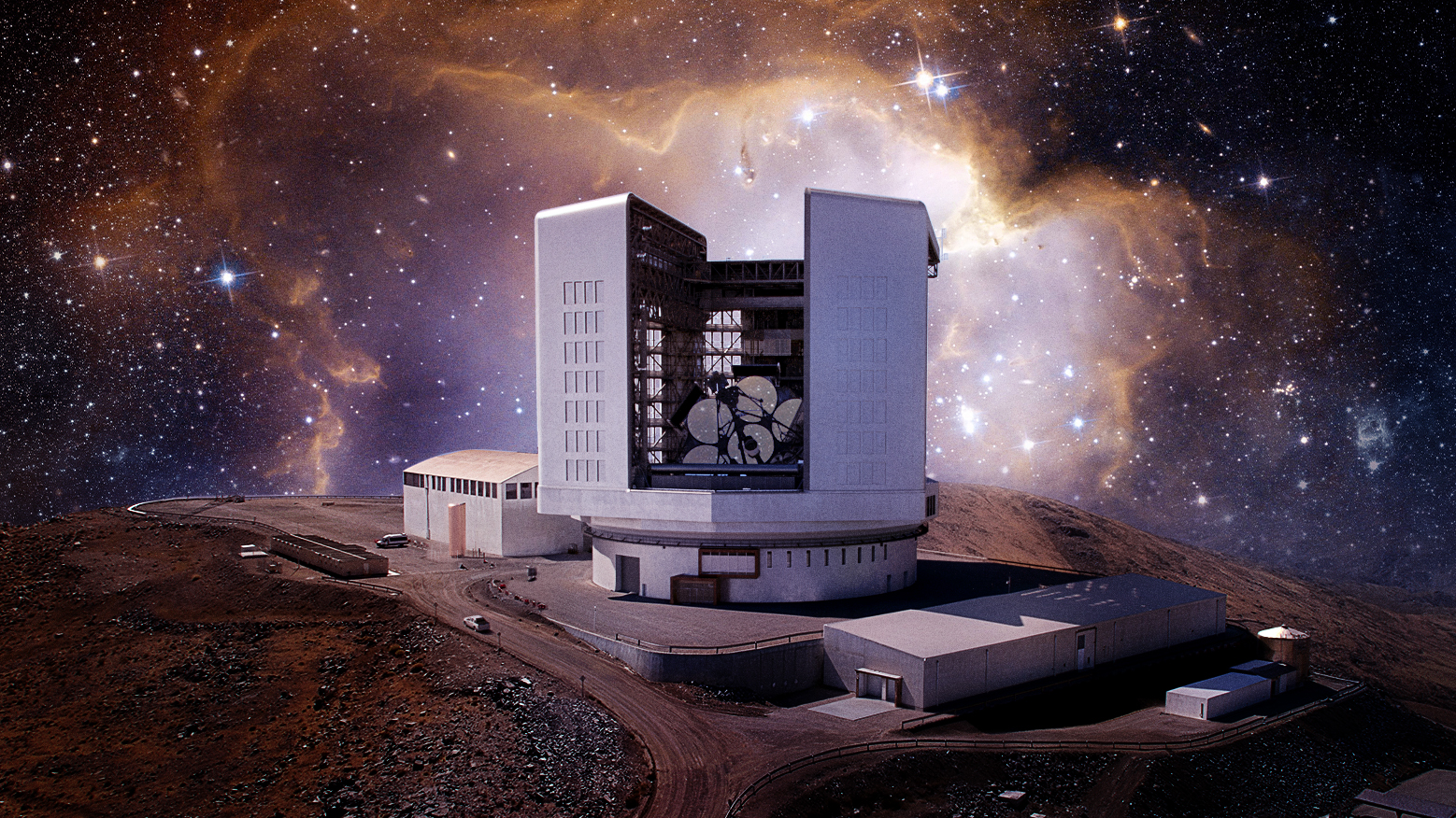 Giant Magellan Telescope Nighttime Rendering