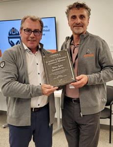Awarding of the IHSA Recognition of Performance Achievement Milestone award from Enzo Garritano, ment Milestone award To Milton Hydro