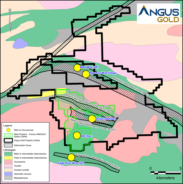 Angus Gold Completes 100% Earn-in of the Mishi property from IAMGOLD, Golden Sky project, Wawa