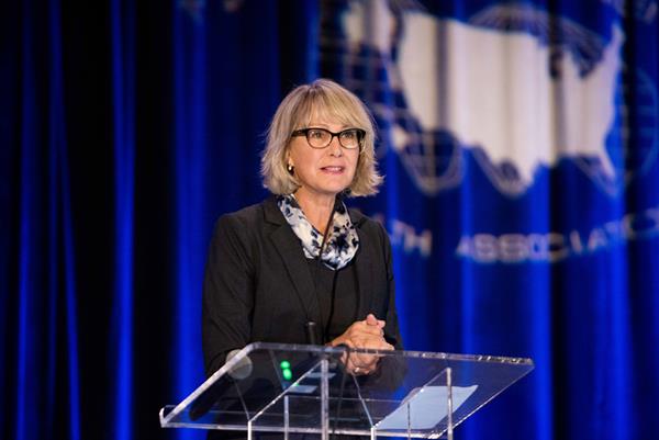 Dr. Michèle Prévost presents at the 2019 Legionella Conference held in Los Angeles. Dr. Prévost is Professor and Industrial Chair for Drinking Water of the Natural Sciences and Engineering Council of Canada and Civil Engineering Industrial Chair for Polytechnique Montréal.

Photo credit: NSF Health Sciences