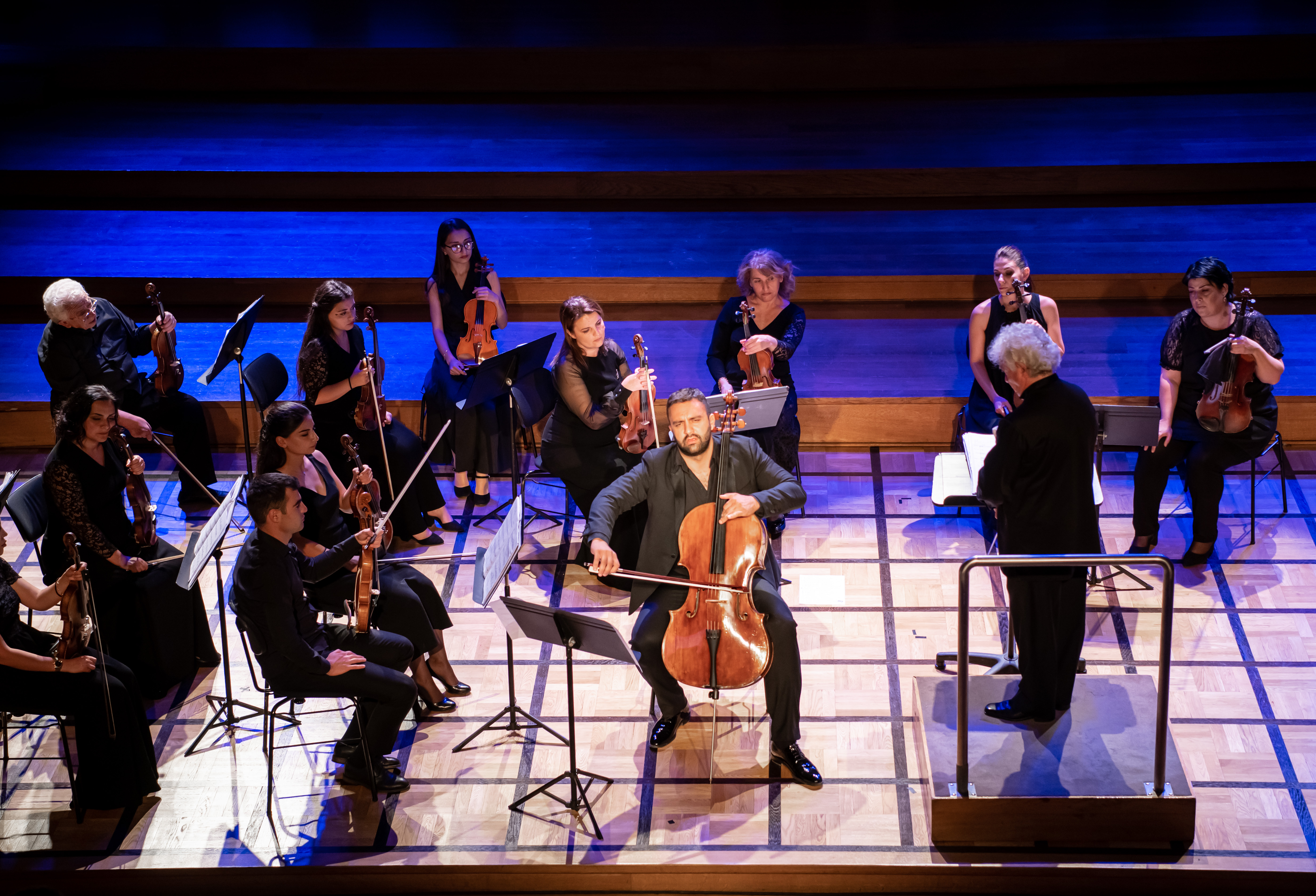 Solo cellist Sevak Avanesyan performing with Artsakh Chamber Orchestra.