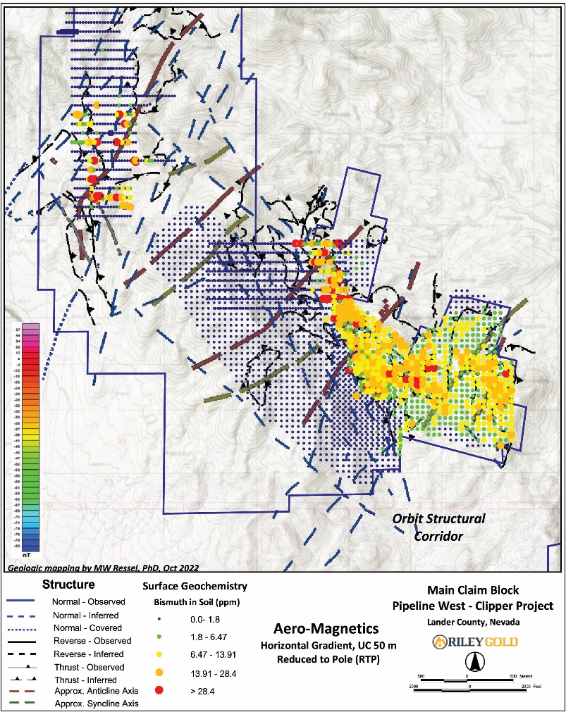 Bismuth in soil and lithics on structure.