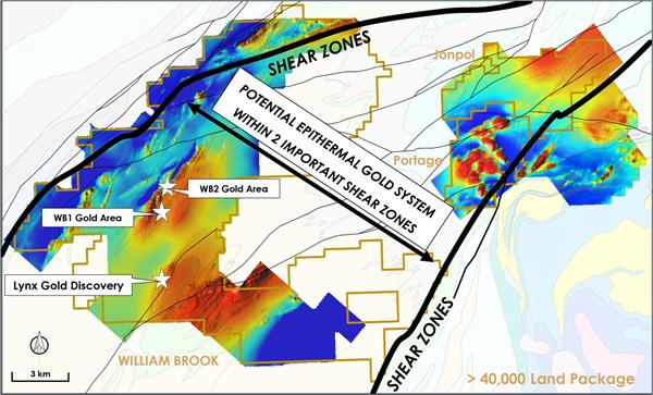 Figure 2: Potential large gold system at Williams Brook Gold Project
