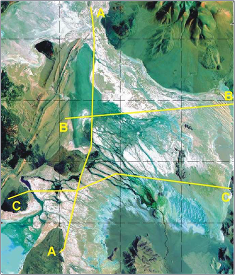 Location of Year 2021 Gravity Survey Lines