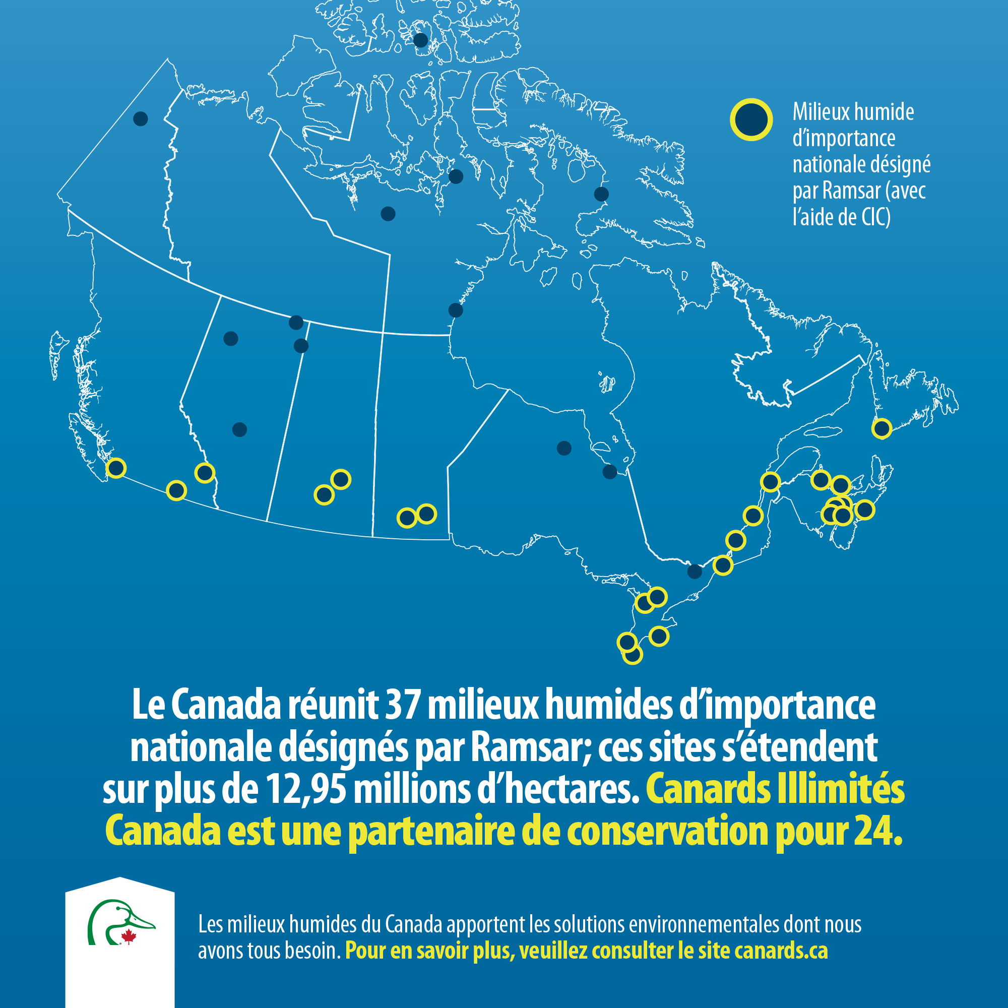 Milieux humides d’importance nationale désignépar Ramsar (avec l’aide de CIC)