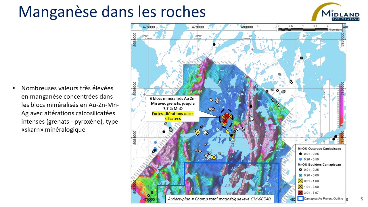 Manganèse dans les roches