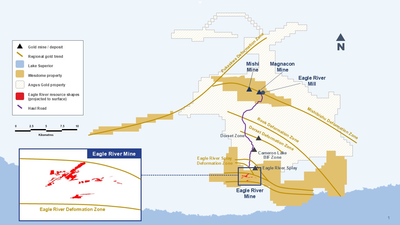 Wesdome Gold Mines to Acquire Angus Gold; Quadruples the Eagle River Land Package