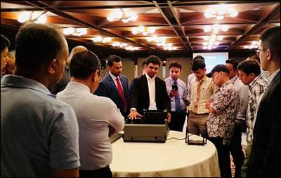 More than 50 bankers from across Nepal were present for the two-day event in Kathmandu, including a hands-on demonstration of the ScanBox self-service kiosk platform pictured here.