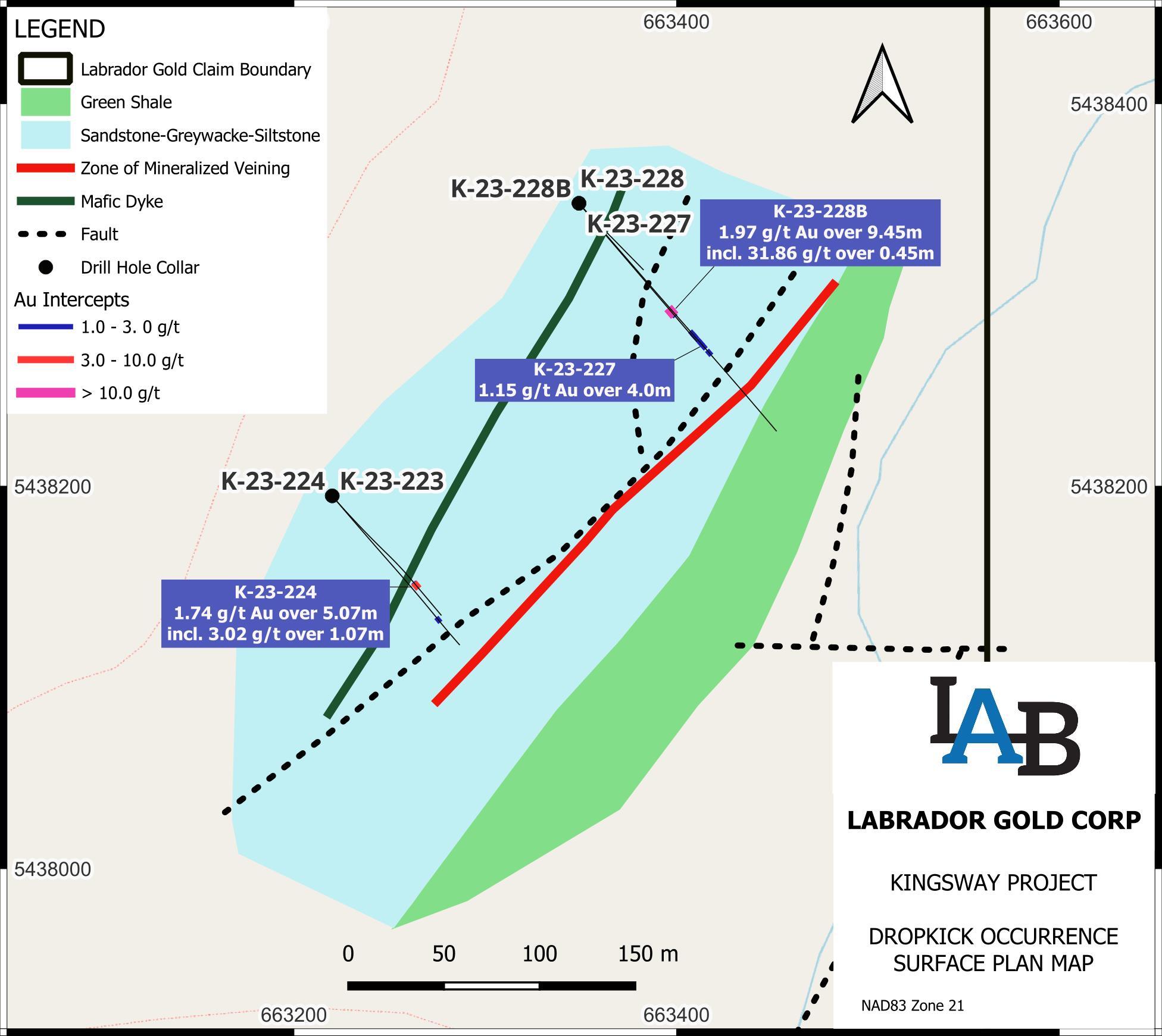 Plan map of Big Vein showing significant intersections