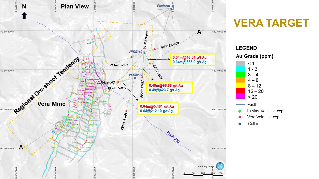 Attachment 2 – Plan view of the ongoing drilling program at Vera
