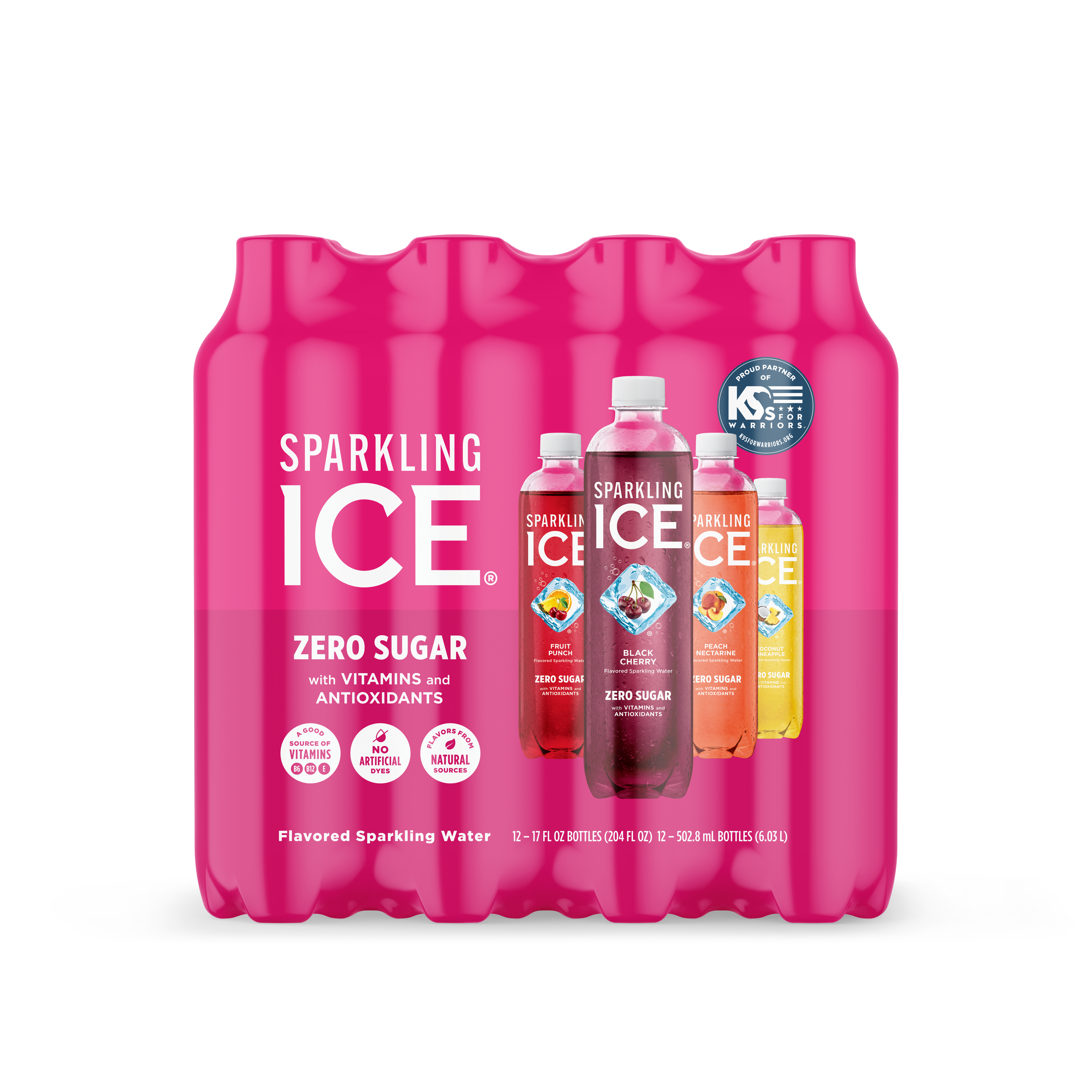 Sparkling Ice x K9s For Warriors Co-branded Purple Variety 12-pack