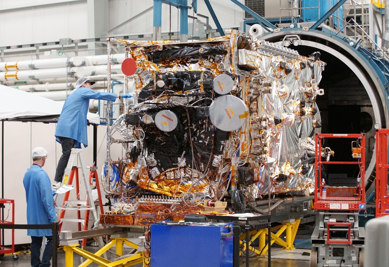 ASBM-1 satellite enters thermal vacuum environmental testing at Northrop Grumman’s satellite manufacturing facility in Dulles, Virginia. (Photo Credit: Northrop Grumman)