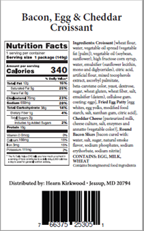 Packaging Label of Recalled Items