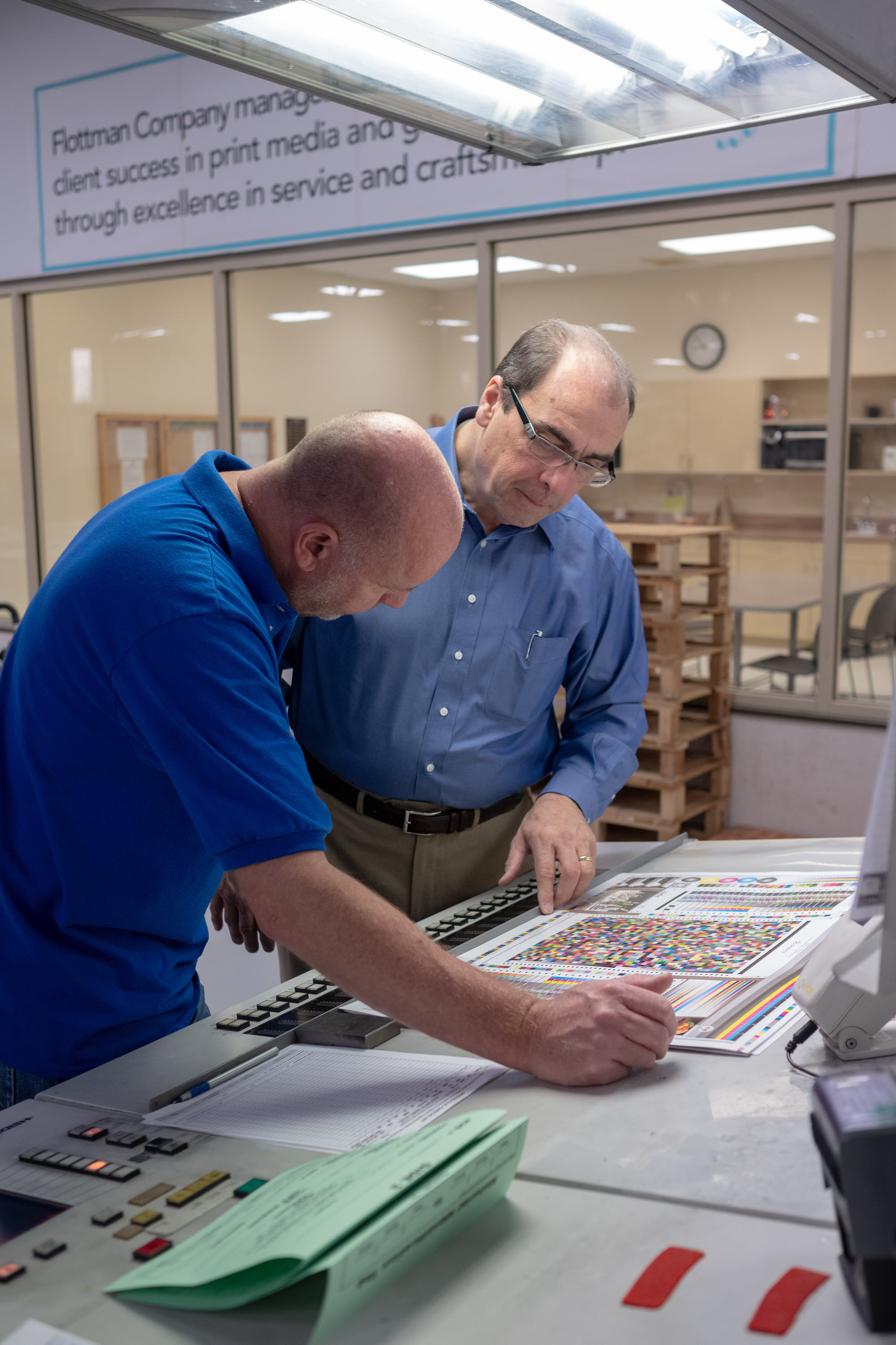 Barry Henry already at home and at work with the Commercial Printing Team at Flottman Company