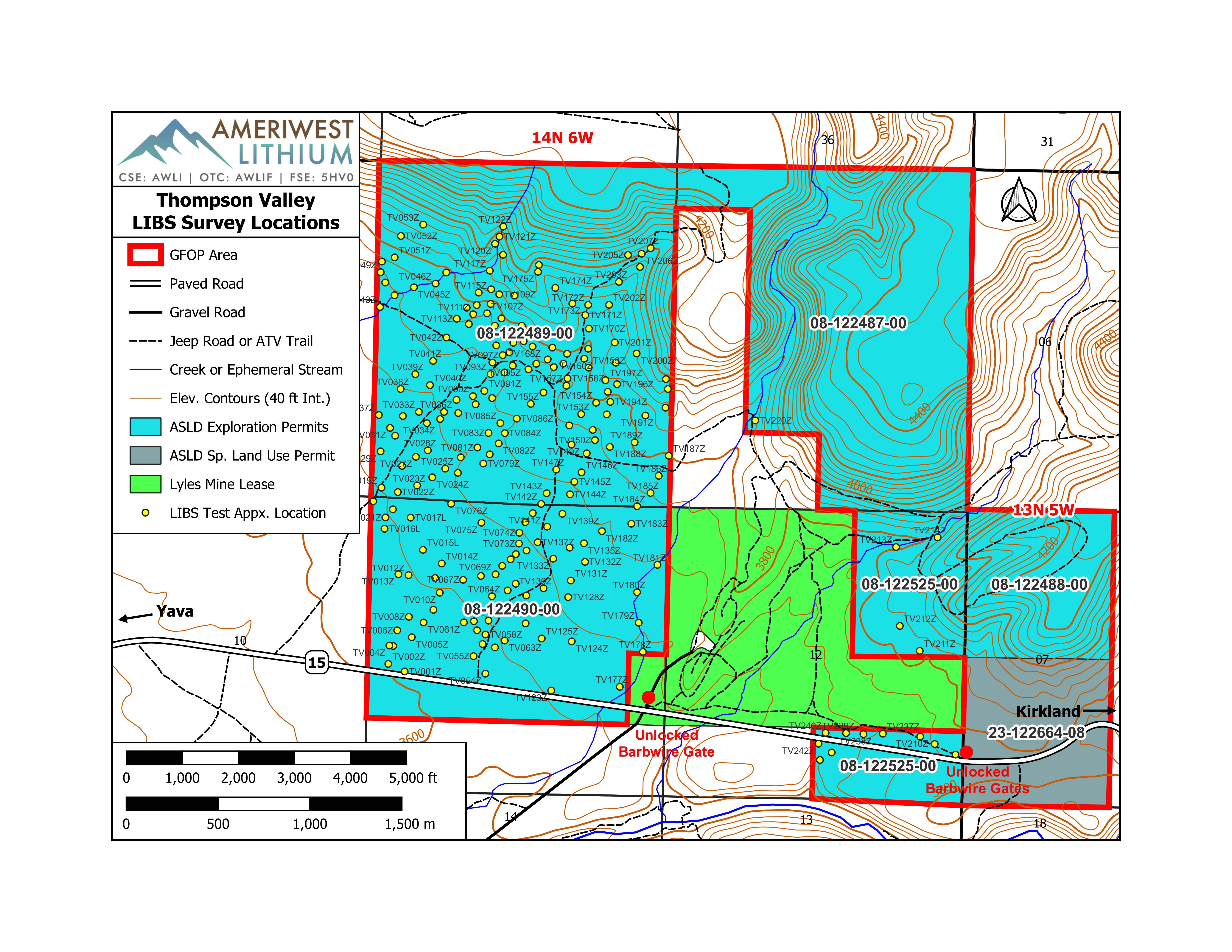 Figure 1 Ameriwest Lithium Thompson Valley Claim Area)
