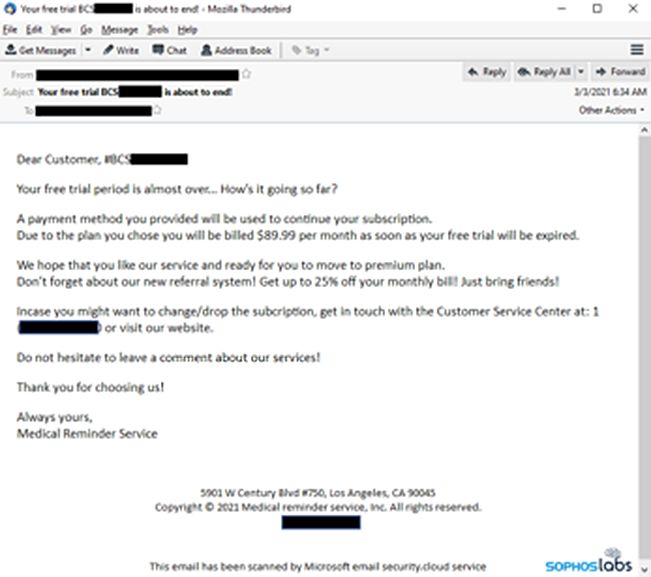 A “BazarCall” spam message 