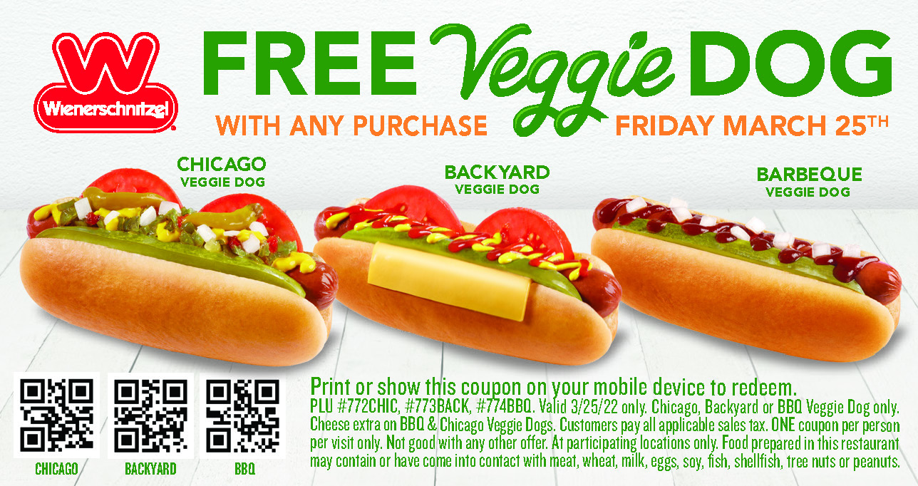 Wienerschnitzel Offers FREE Veggie Dog with Purchase on Friday, March 25th