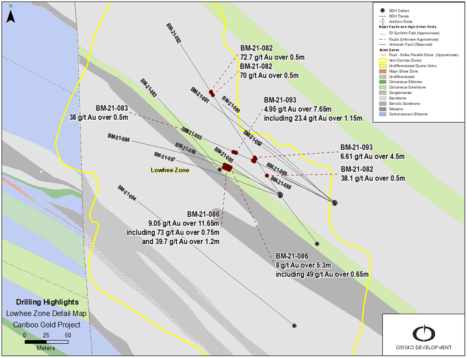 Figure 2: Lowhee Zone select drilling highlights