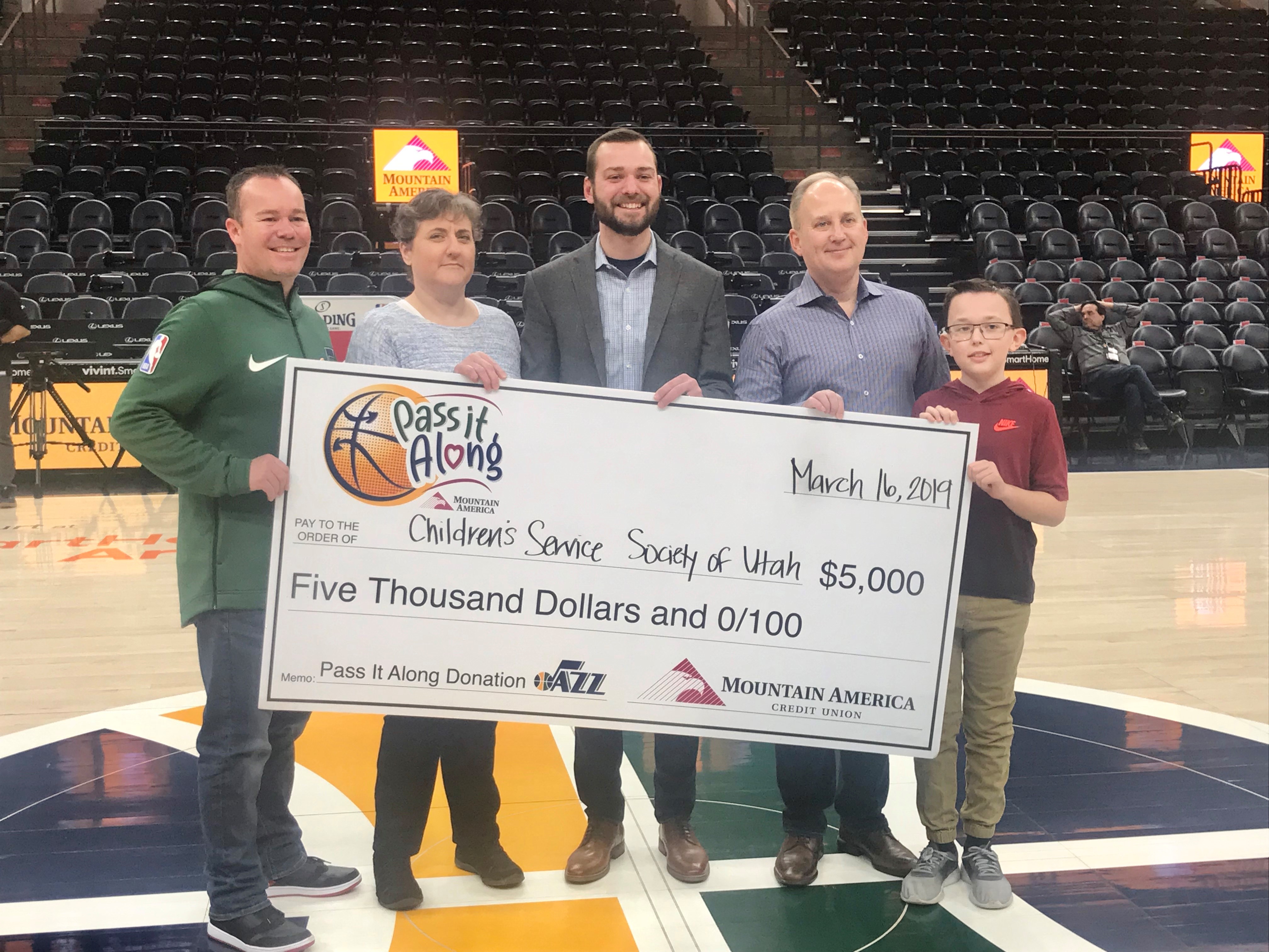 Mountain America Credit Union and the Utah Jazz “Pass it Along” to Children’s Service Society of Utah