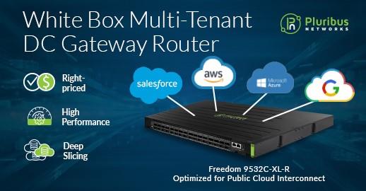 Pluribus Networks Unveils Industry’s First 
White Box Multi-Tenant Data Center Gateway Router

Deep network slicing per tenant at a fraction of the cost of traditional data center gateway routers
