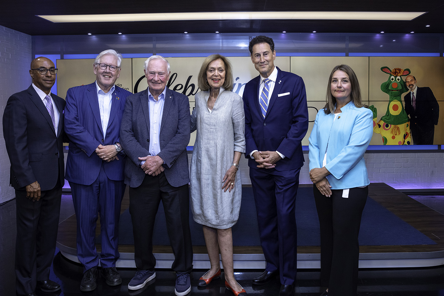 L to R - TVO CEO, Jeffrey L. Orridge, The Honourable Bob Rae, The Right Honourable David Johnston, Eva Czigler, Steve Paikin, TVO COO Jennifer Hinshelwood