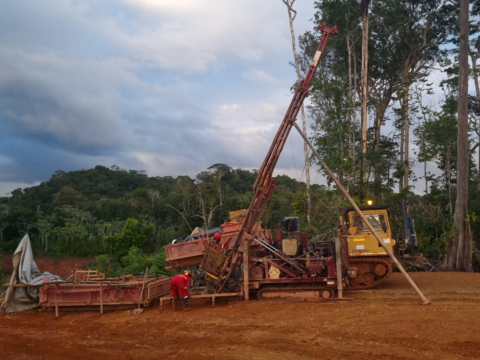 Drill rig on the Sela Creek Gold Project