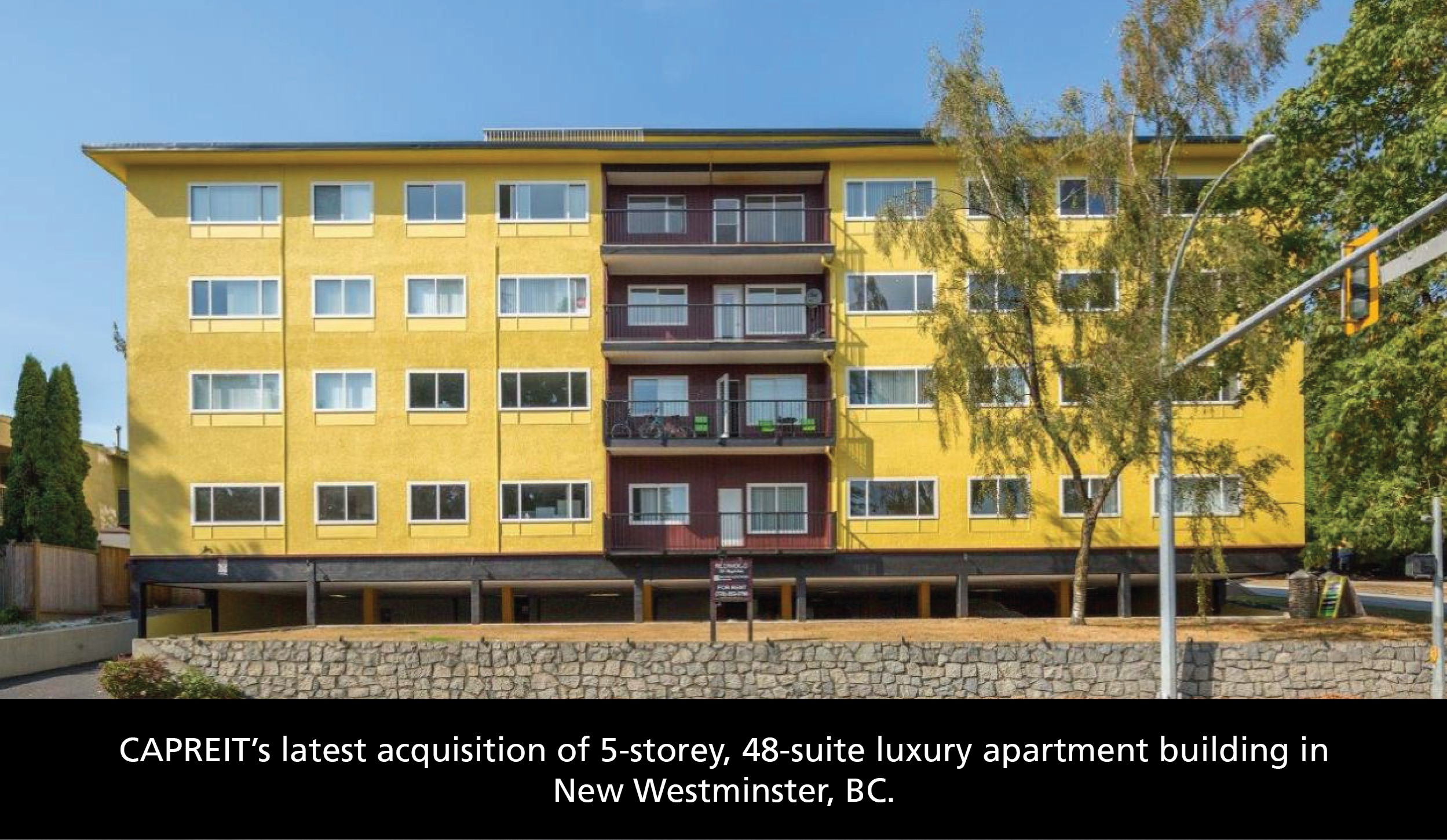 CAPREIT's latest acquisition of 5-storey, 48-suite luxury apartment building in New Westminster, BC.: CAPREIT