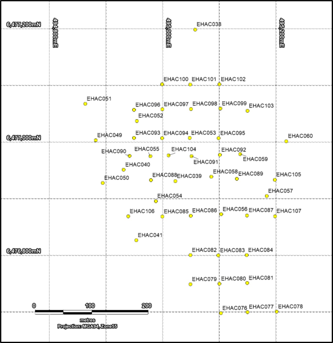 Drillhole Location Map at Woodlong