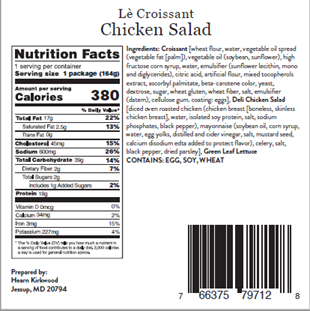 Packaging Label of Recalled Items