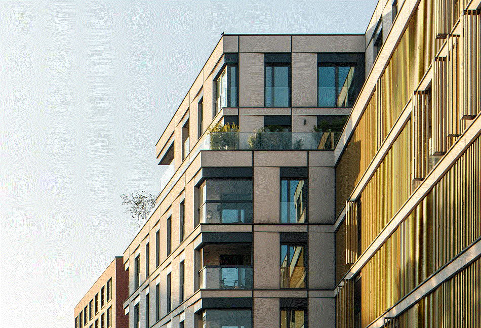 Innovative Lumon balcony glazing enhances the contemporary architecture of Flisac apartments in Warsaw, Poland.