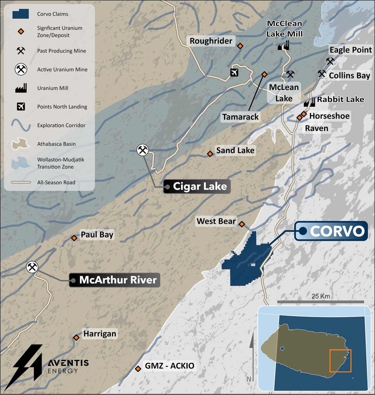Regional map of the Corvo Project 