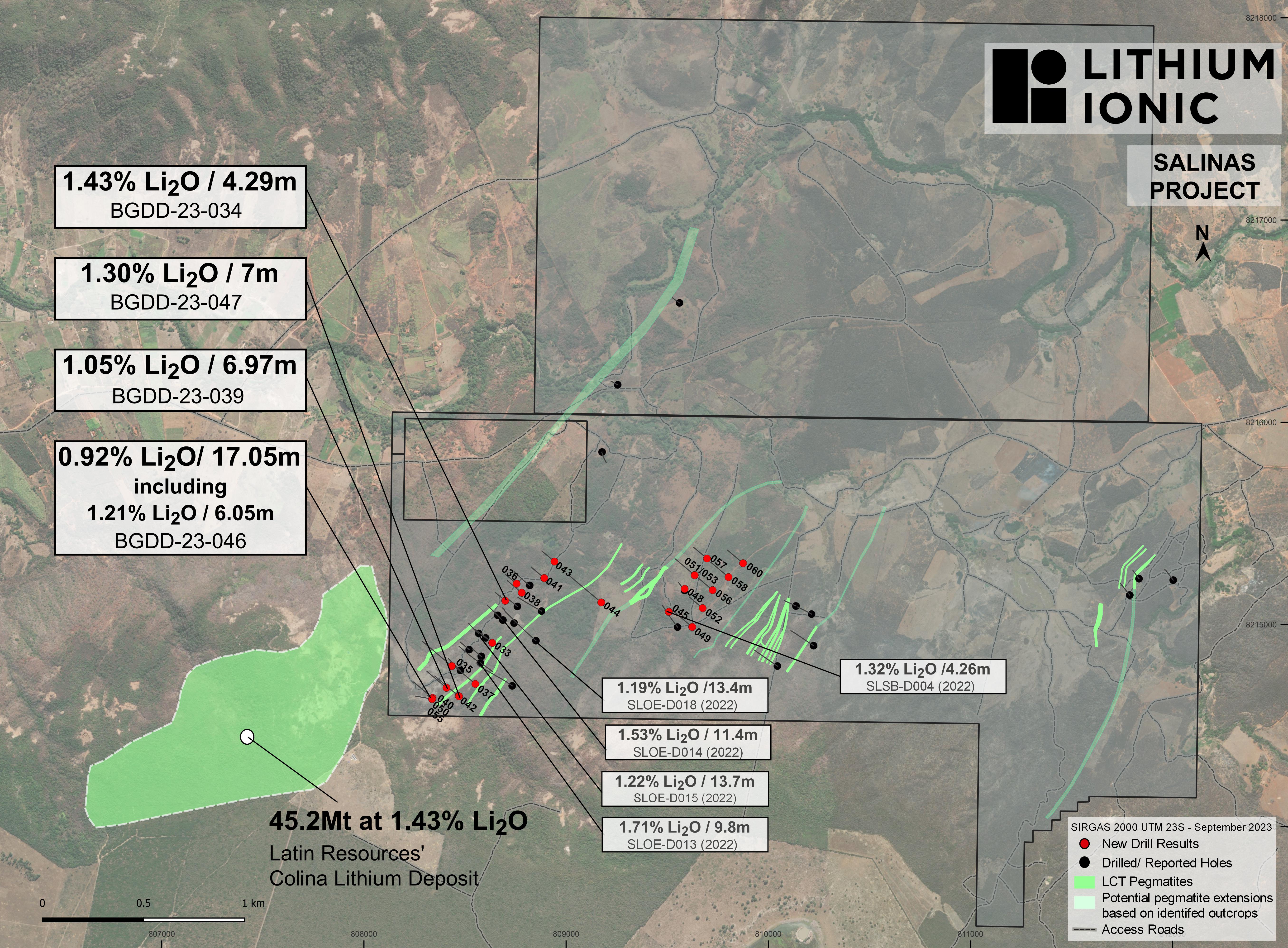 230913_LTH_Figure 3_Salinas Plan View and Drill Highlights