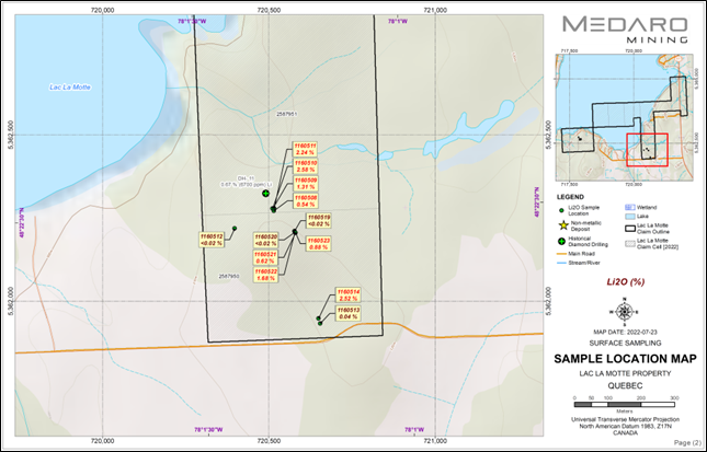 Figure 1  Highlights of surface samples locations and assays