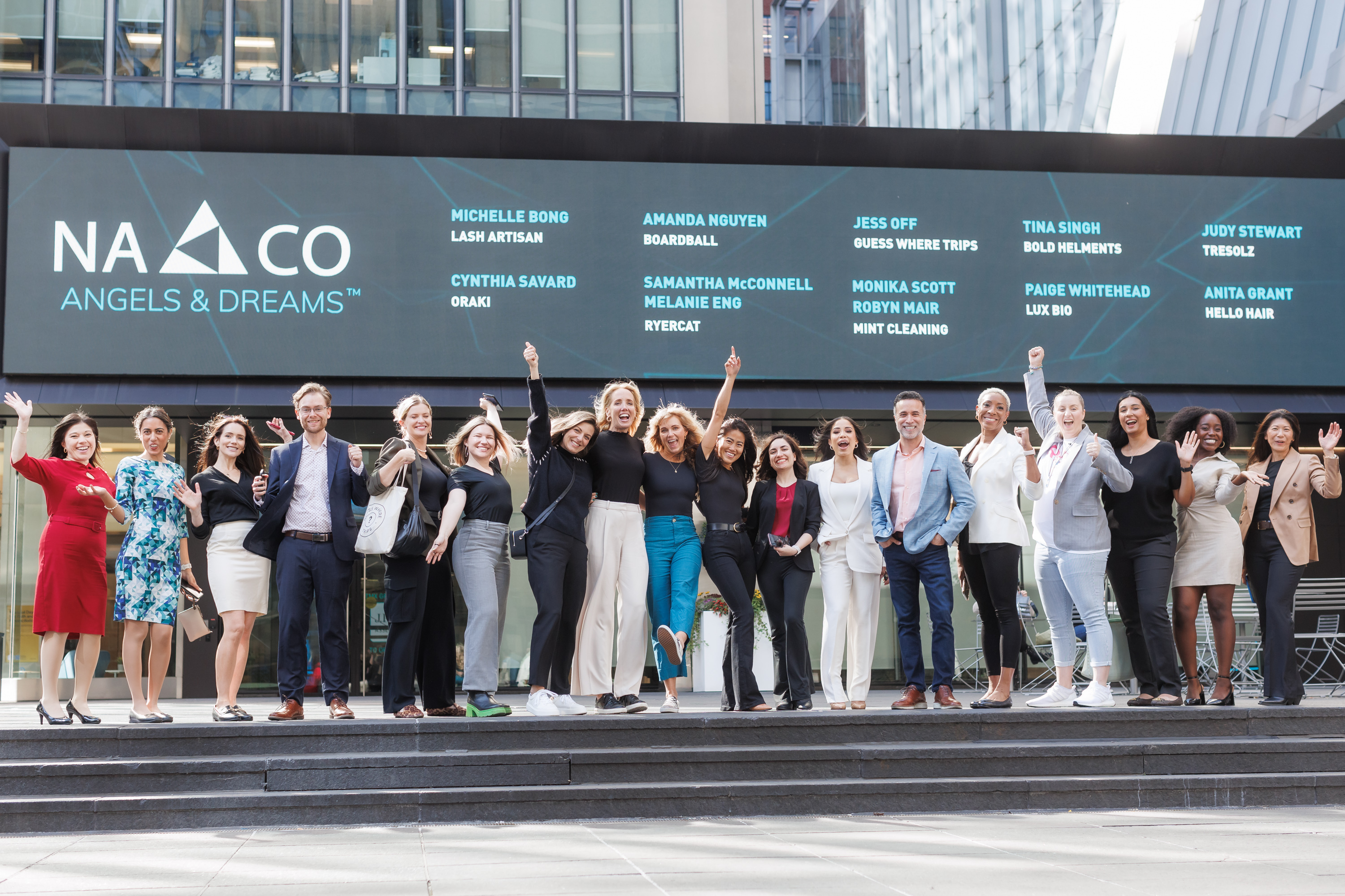 NACO Fellows at TSX in Toronto celebrating the Angels & Dreams Fellowship announcement.